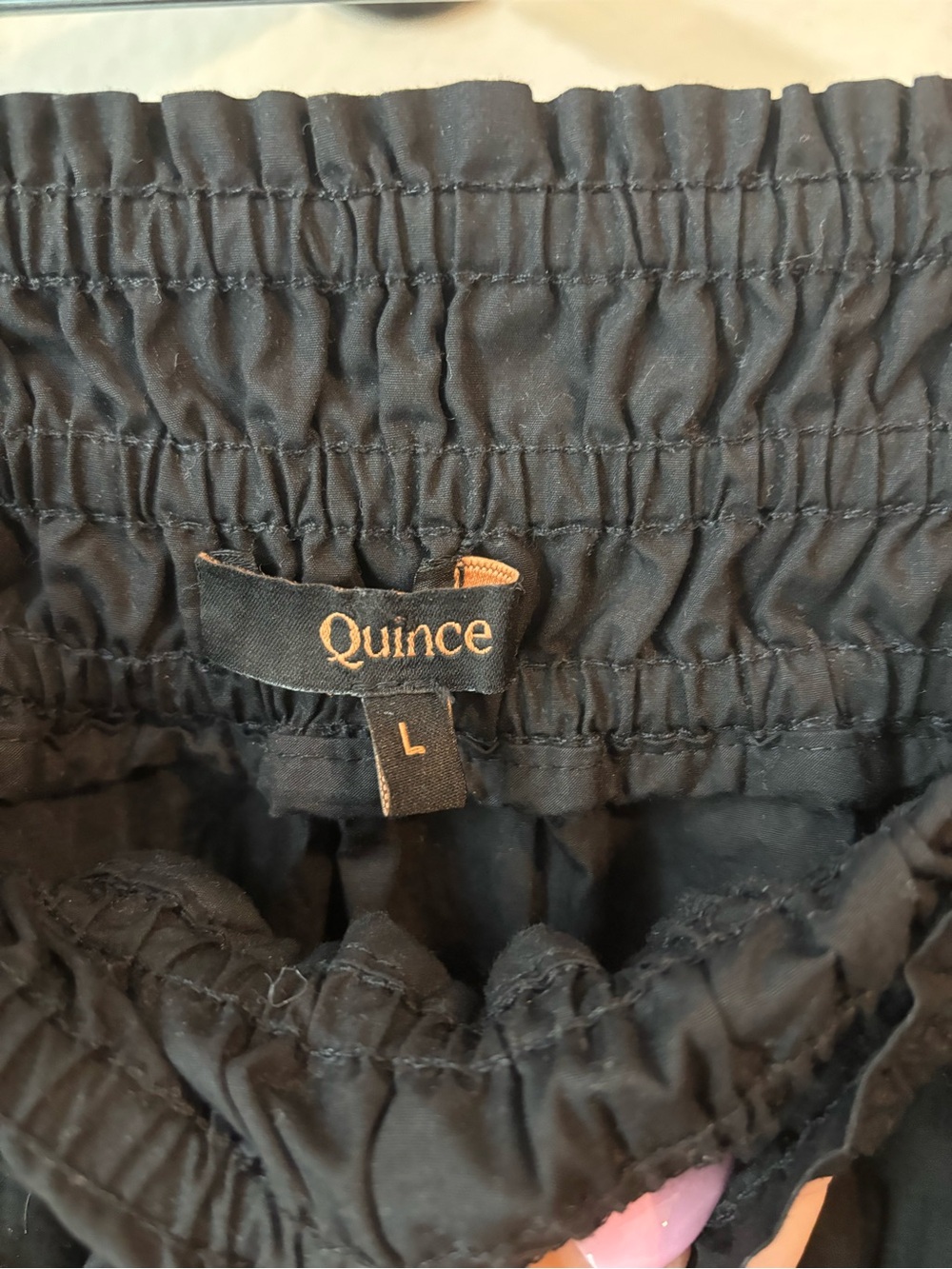 Quince 100% Organic Cotton Black Tiered Maxi Skirt with Smocked Waist Size Large - Picture 5 of 6